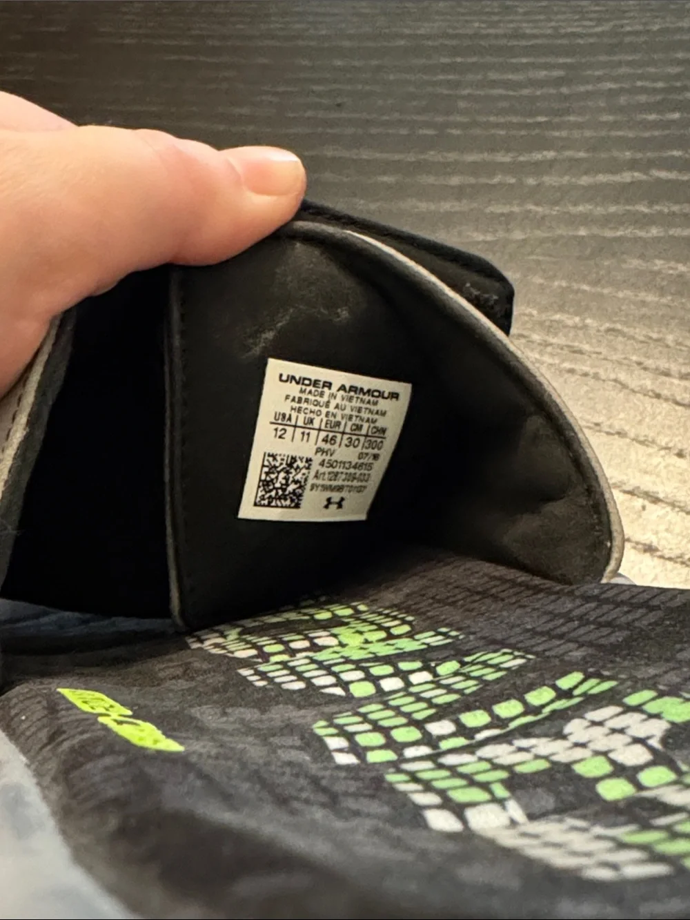 Under Armour Mens Gray Slides with Neon Green Logo